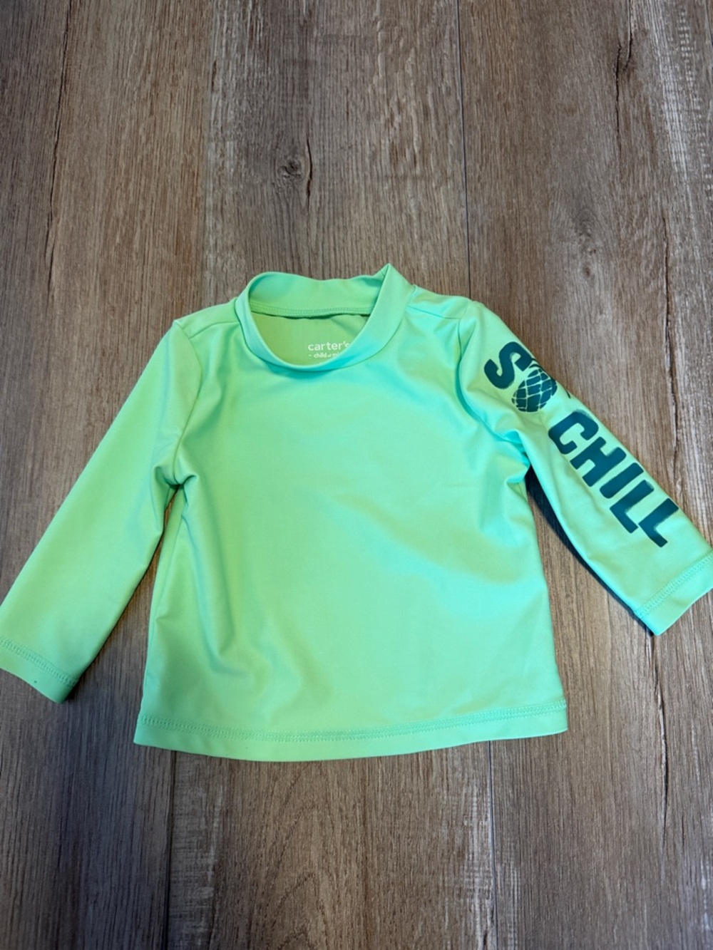 Carter's Mint Green Long Sleeve Swim Rashguard with 'So Chill' Sleeve Graphic